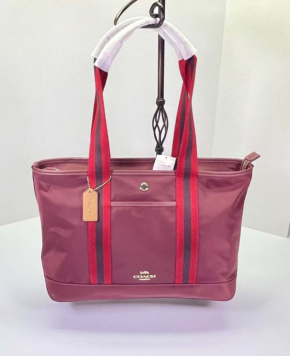 Coach Large ELLIS TOTE in Wine/Bergundy Multi NWT - Picture 2 of 12